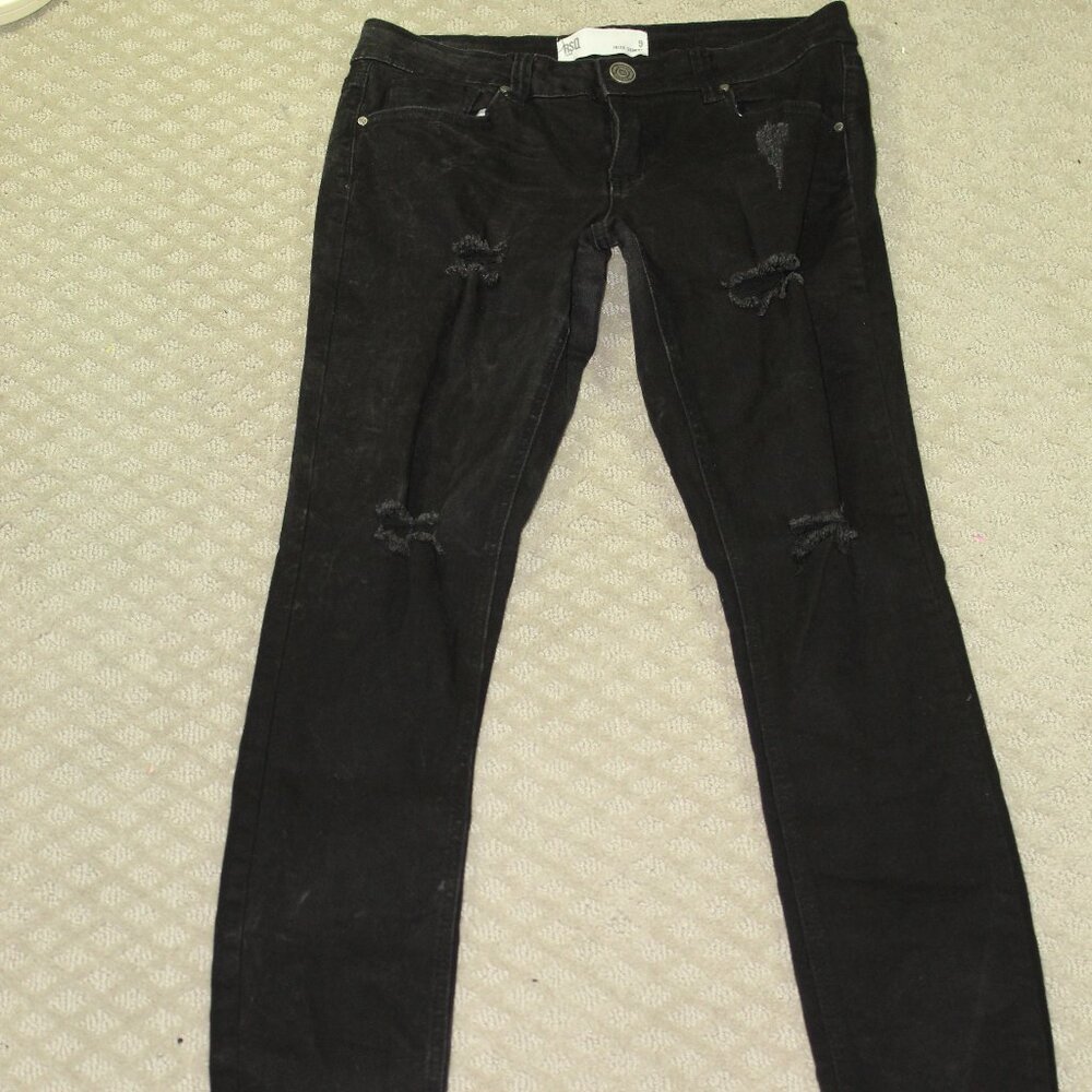 RSQ Jeans Women's Size 9 Ibiza Skinny Distressed Low Rise Black Jeans